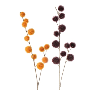 Decorative branch , 2 ass., Allium, Indoor, Plastic, Dark red, Orange plastic colour-mix