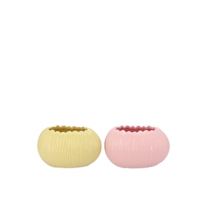 Ella Pink Yellow Pot Oval Ass 16x12x10cm