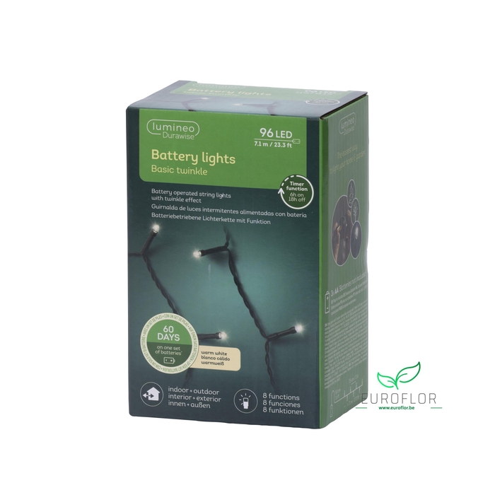 <h4>LAMP LED DURAWISE OUTDOOR WARMWHITE 710CM 96LAMPS (op batterijen)</h4>