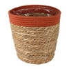 Basket Saga straw Ø25xH24cm terracotta