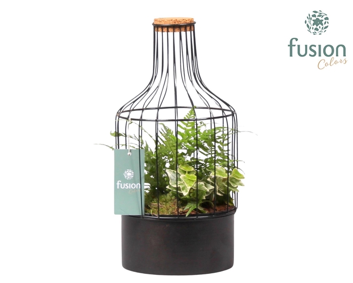 <h4>Metaal fles zwart Small met Arrangement</h4>