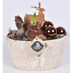 Keramiek ovaal hert decor 21x12cm