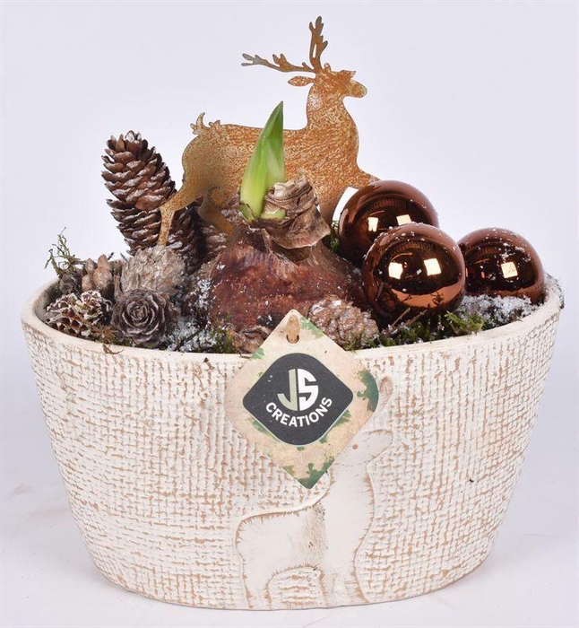 <h4>Keramiek ovaal hert decor 21x12cm</h4>