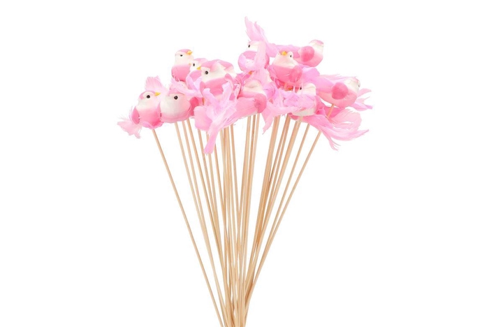 Pick Bird On Stick Pink P/1 11x4x50cm