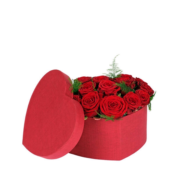 <h4>Hat box Fabric heart carton 15x19xH.10cm red</h4>
