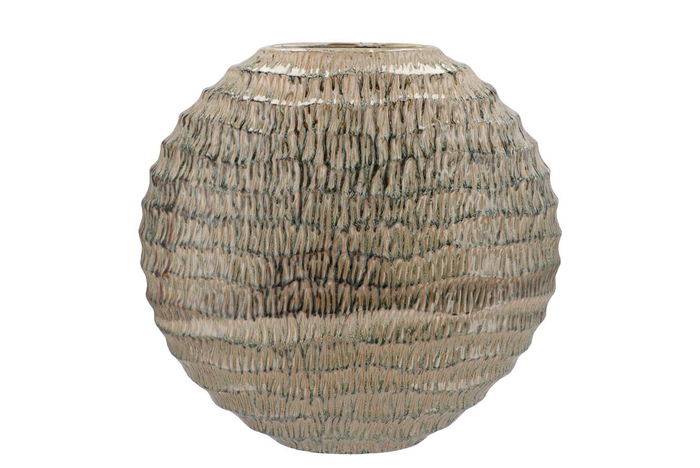 <h4>Inga Jada Green Oval Vase Active Glaze Wave 41x14x39cm</h4>