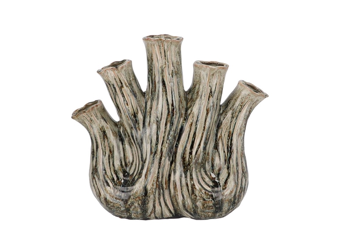 Aglio Green Active Glaze Vase Oval 25x11x24cm