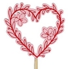 Pick heart Romeo wood 6x5,6cm+12cm stick pink