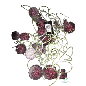 BALL GARLAND 120CM WITH GLITTER BURGUNDY