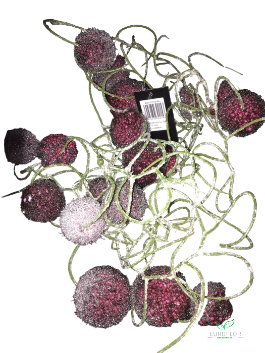 BALL GARLAND 120CM WITH GLITTER BURGUNDY