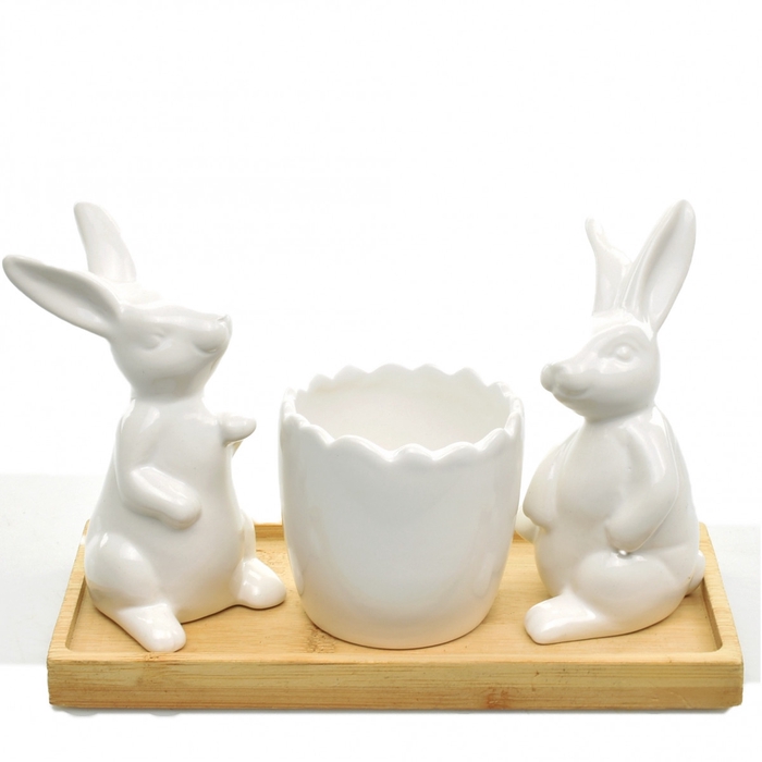 <h4>Easter Ceramics rabbit + pot 19*9*12cm</h4>