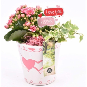 Keramiek pot met hart decor 11CM