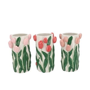 Isa Summer Pink Vase Cilinder Tulip Ass 14x14x23cm