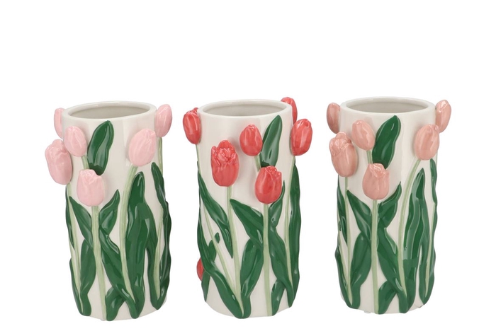 <h4>Isa Summer Pink Vase Cilinder Tulip Ass 14x14x23cm</h4>