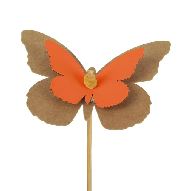 <h4>Pick butterfly kraft 7x9cm+12cm stick orange</h4>
