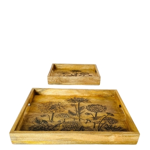 Wood Tray S/2 forest 42cm