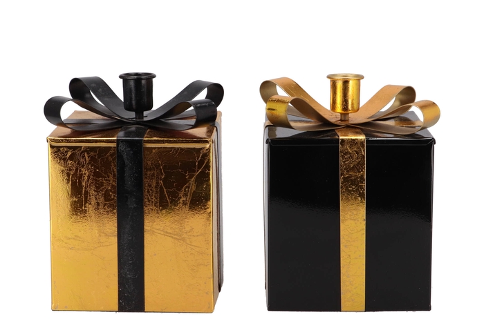 Glam Wild Black Mix Candle Holder Ass 12x17cm
