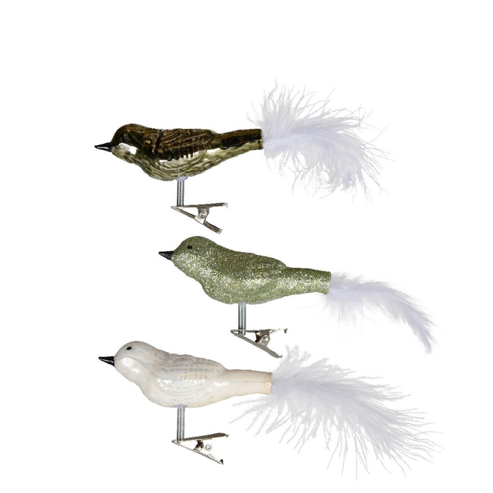<h4>Christmas Deco bird glass+clip 8cm</h4>