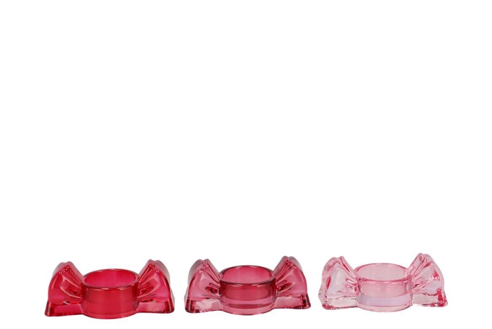 Bowy Jolly Pink Mix T-light Wide Bow Ass 10x5x5cm