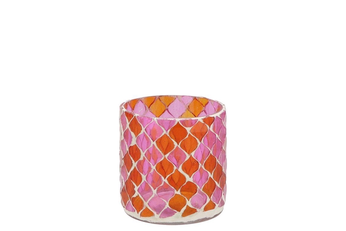 <h4>Glowing Mosaic Fuchsia/orange T-lights 8x8cm Nm</h4>