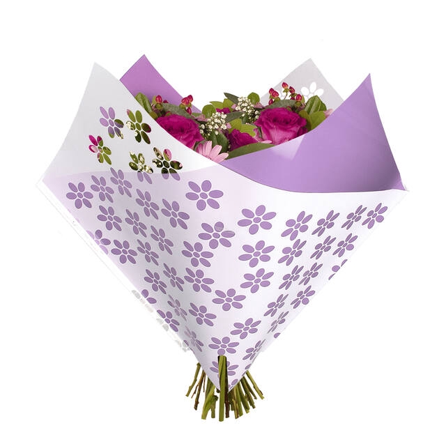 <h4>Sleeves 35x35cm OPP40 Oblique Clear Flower lilac</h4>