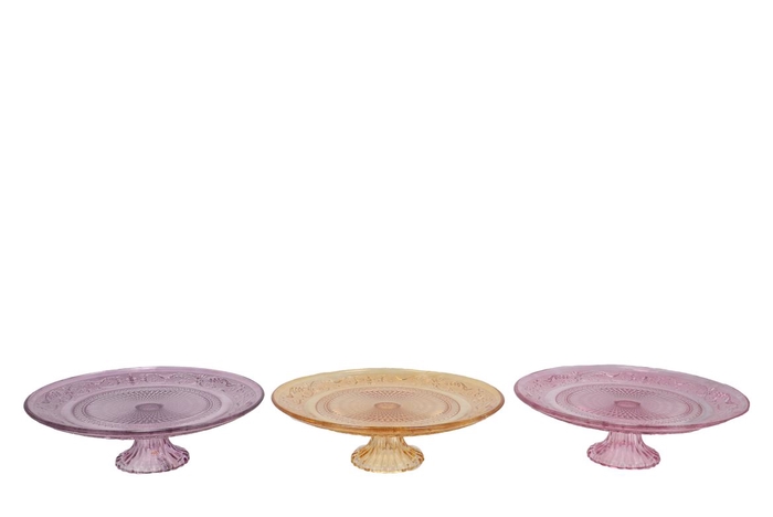 <h4>Dayah Pastel Mix Glass Plate On Foot 25x9cm Ass P/1</h4>