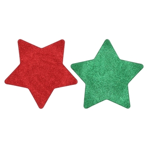 Melamine Shine Green/red Plate Star 28x28x1cm