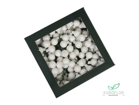 KERSTBAL GLASS 20MM ON WIRE 144PCS WHITE OPAL