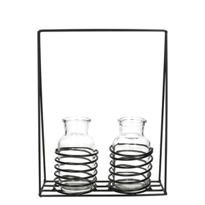 Glass Bottle Container+2bottle met.d5/7*12cm