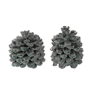 Pinecone Pinea Wax Sugared 2 Pcs Slv L19W12H14