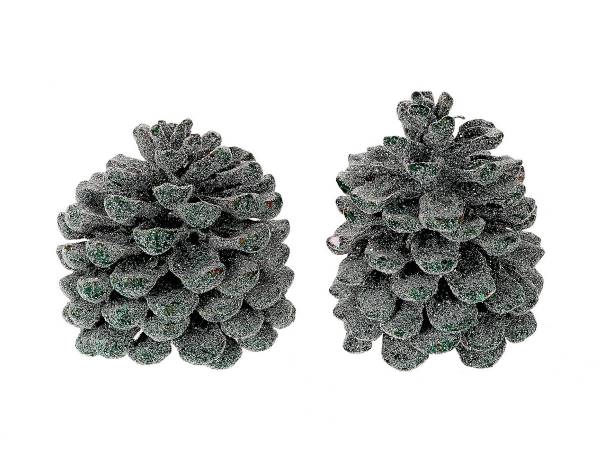 Pinecone Pinea Wax Sugared 2 Pcs Slv L19W12H14