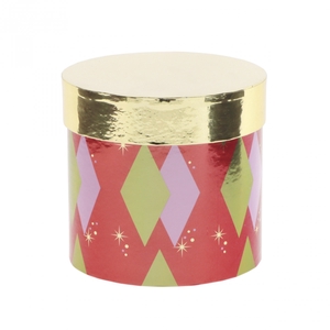 Sale Christmas Hatbox Argyle d12.5*12cm