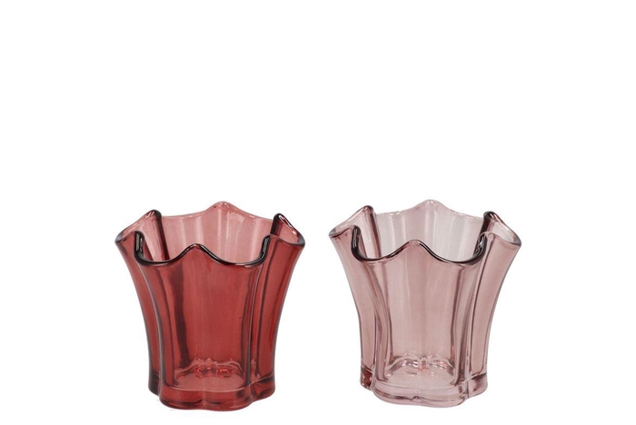 <h4>Jazz Pink T-light Glass Ass 10x9cm</h4>