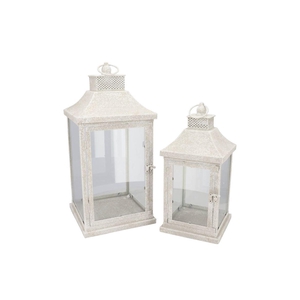 Kaya White Lantern Metal S/2 24x24x52/19x19x40cm