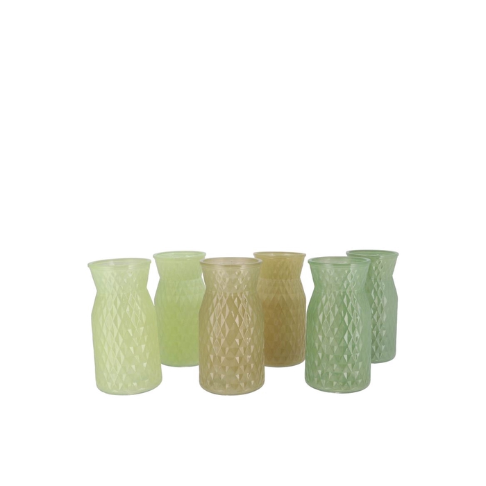 <h4>Diamond Pistache Mix Vase Ass 10x14cm Nm</h4>