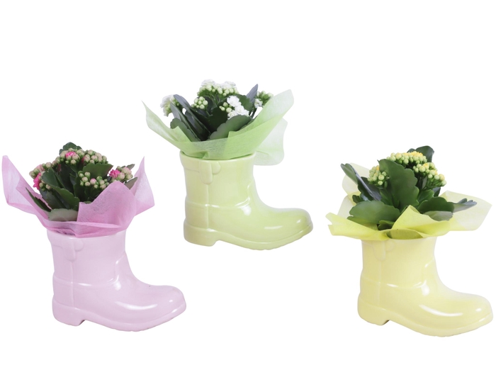 <h4>Early Spring Arr. Indoor Ceramic Boot Gr/Pi/Ye Ø15cm 1PP</h4>