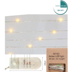 KERSTLAMPJES LED 20LAMPS 2M WARM WHITE (INCL 2XCR2032 BATTERY) WITH TIMER