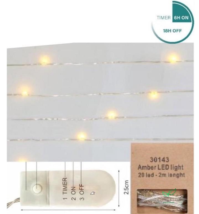 KERSTLAMPJES LED 20LAMPS 2M WARM WHITE (INCL 2XCR2032 BATTERY) WITH TIMER
