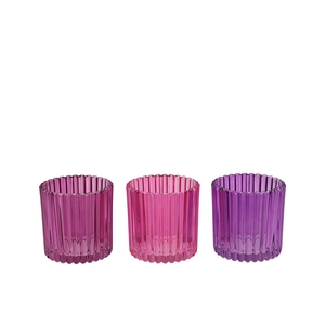 Roman Sky Purple Mix Glass Candle Holder Ass 9x9x9cm