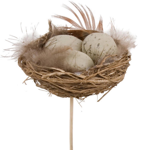 <h4>Bijsteker Kievitseieren in nest 5x8+12cm stok nat.</h4>
