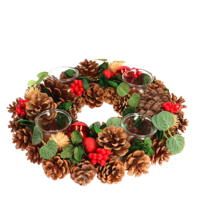 <h4>Christmas d34cm Wreath tea light holder</h4>