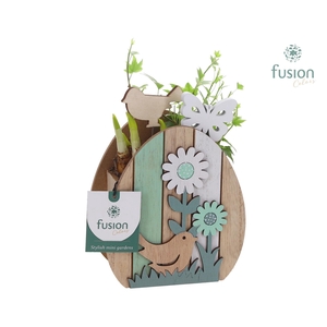 Pasen houten planter ei met Arrangement D13 H22