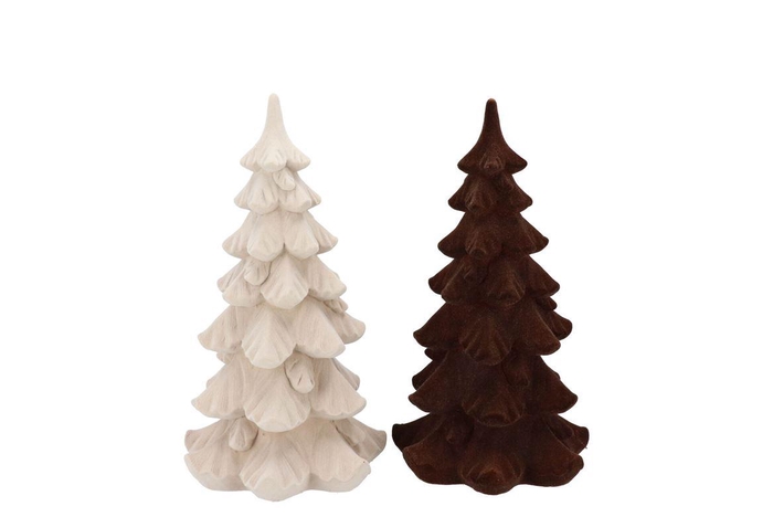 <h4>X-mas Flock Brown Sand Tree Ass 11x11x18cm</h4>