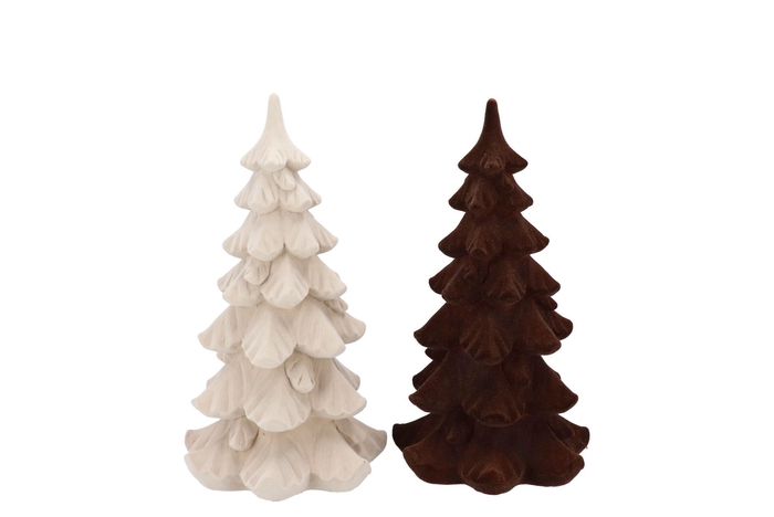X-mas Flock Brown Sand Tree Ass 11x11x18cm