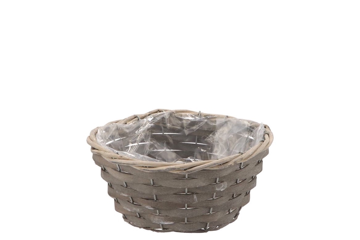 <h4>Wicker Bowl Basket Round Grey 19x9cm</h4>