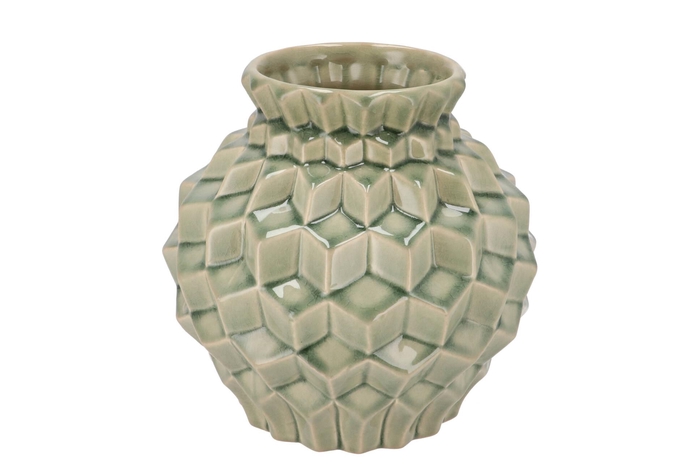 Gia Green Structure Vase 23x23x23cm