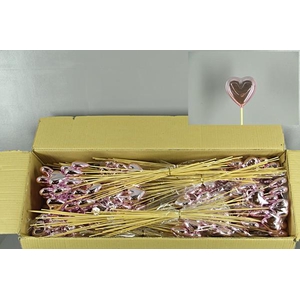 Stick Heart Metallic Pink 6cm