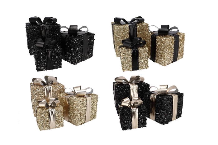 <h4>Sparkle Giftbox Black Led S/3 10x11/13x13/15x17cm</h4>