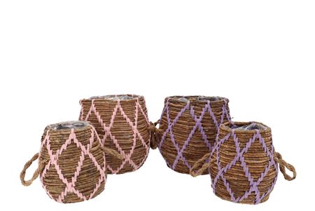 <h4>Venice Pink/lila Basket Stitches Set 2 25x25x30/15</h4>