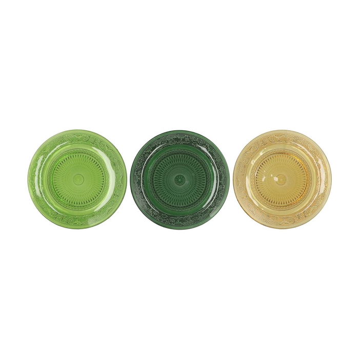 <h4>Dayah Forest Green Glass Plate 23x2cm Ass P/1</h4>